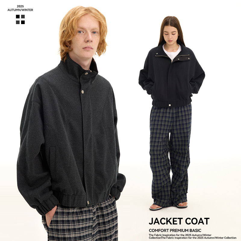 Unf High-Sensitivity Cleanfit Structure Segmented Boxy Silhouette Loose Stand-Up Collar Jacket for Autumn and Winter for Men and Women Unf High-Sensitivity Cleanfit Structure Segmented Boxy Silhouette Loose Stand-Up Collar Jacket for Autumn and Winter for Men and Women