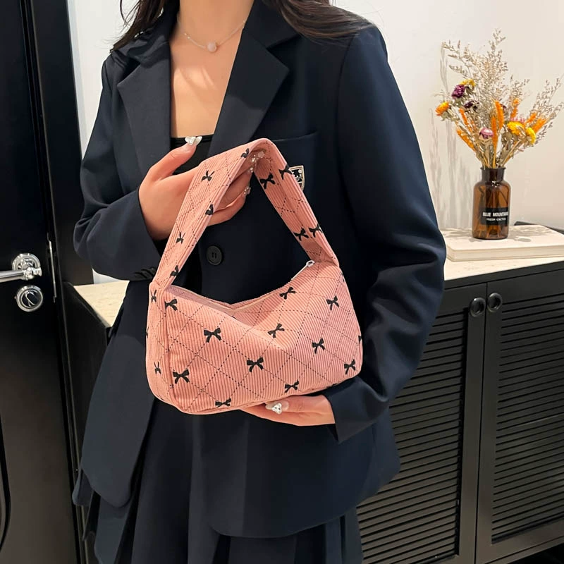 Вельветовая сумка с модным принтом наплечная сумка женская 2025 новый осенний сезон подмышечная сумка простая модная сумка на плечо