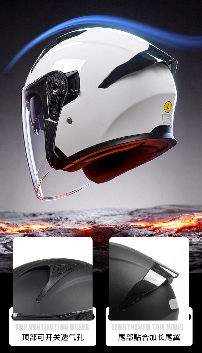 AD electric motorcycle helmet for men and women, suitable for all seasons, 3C certified, three-quarter half helmet for scooters and motorcycles