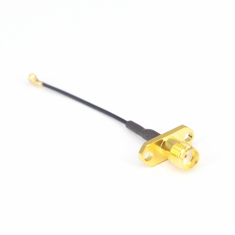 射频同轴连接线SMA母头外螺内孔双孔菱形方板转IPEX头接1.37线