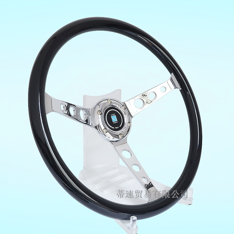 Factory direct sales NARDI modified 15inch steering wheel glossy black round holes 380mm concave electroplated hole spacing 70mm