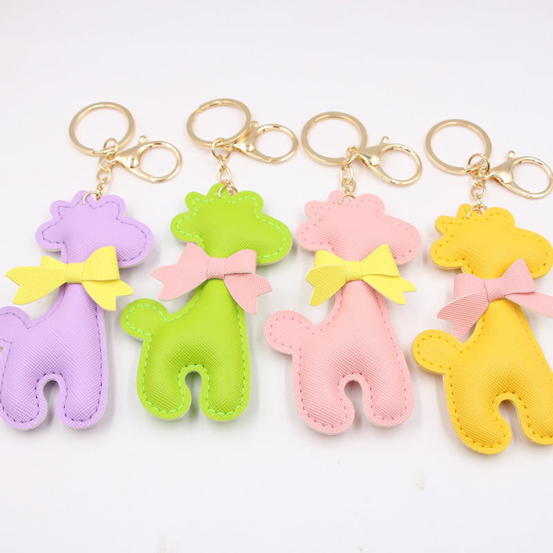 Bow PU leather giraffe keychain Jewelry pendant girl wallet mobile phone deer bag accessories pendant Bow PU leather giraffe keychain Jewelry pendant girl wallet mobile phone deer bag accessories pendant