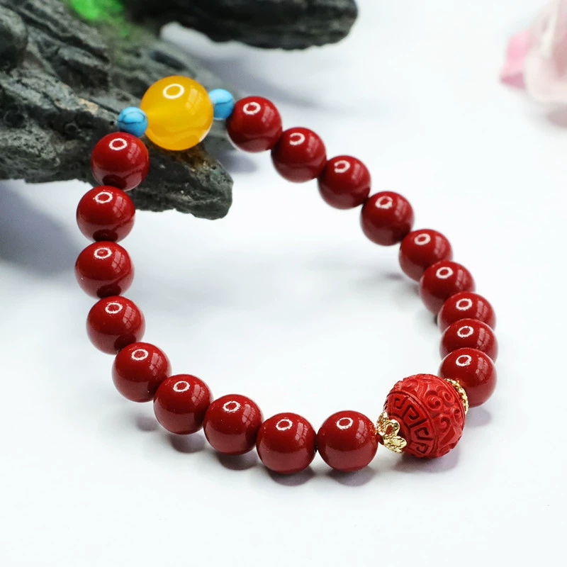 Органический агатож bracelet, циннабар