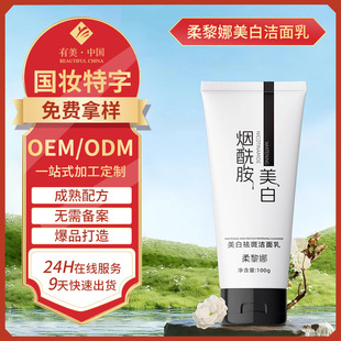 Niacinamide Whitening Facial Cleanser Oem Customization Mild Foaming Hydrating Moisturizing Whitening Facial Cleanser Processing Factory