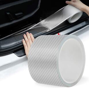 K3D Transparent Carbon Fiber Pattern Car Door Sill Strip Bumper Anti-Collision Strip Anti-Step Sticker Universal Body Film Sticker Decorative Strip