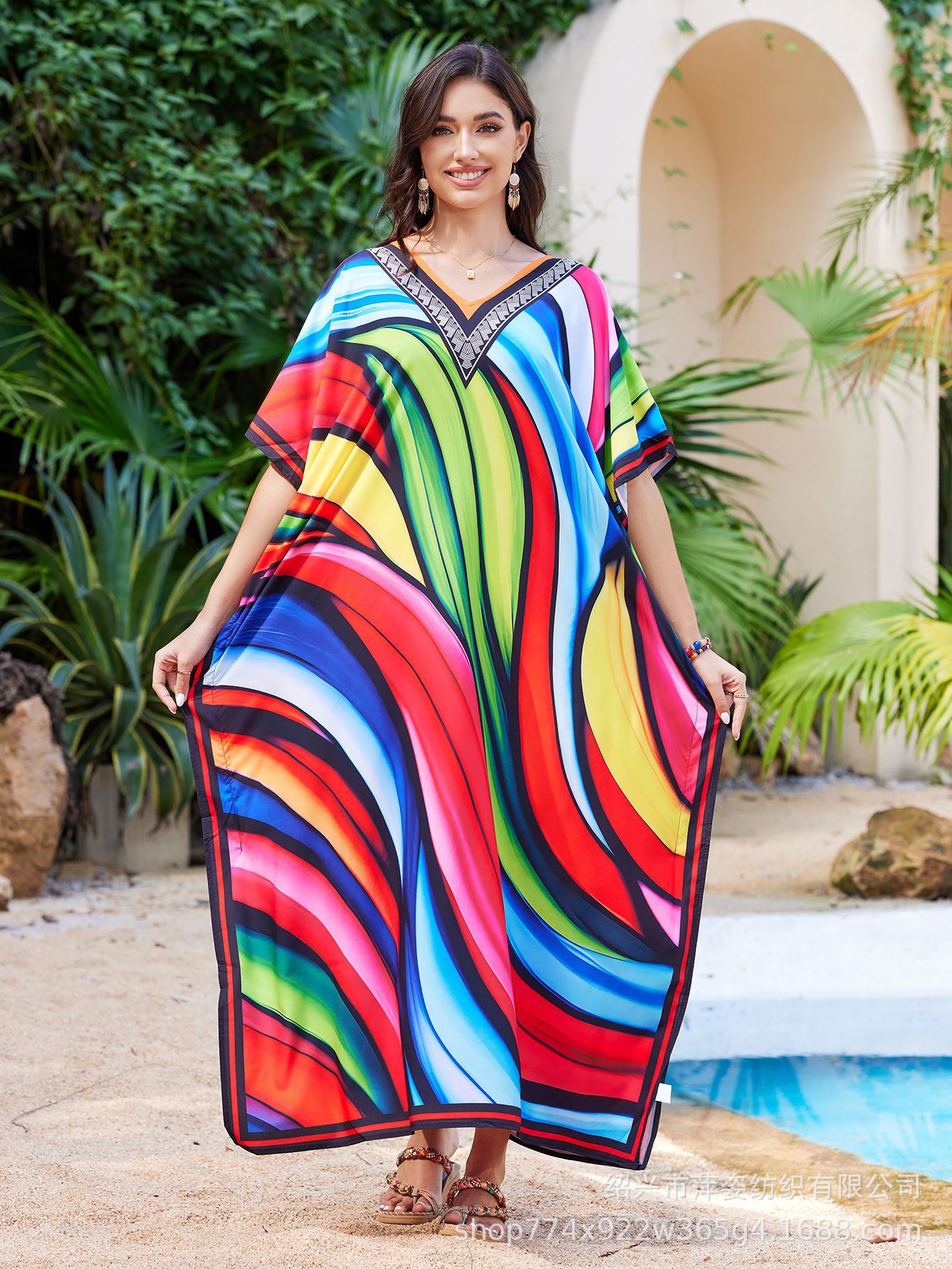 Transfronterizo Amazon nueva camiseta de playa ropa de vacaciones suelta bikini camiseta protector solar trajes de baño 5012