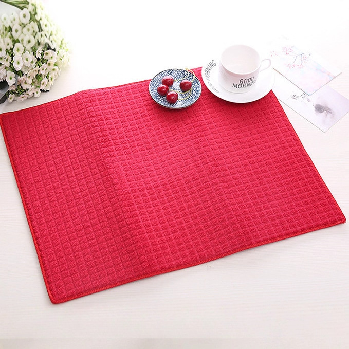 Fábrica hogar necesidades diarias color sólido Plaid microfibra esponja aislamiento térmico absorbente estera de drenaje estera de secado mantel