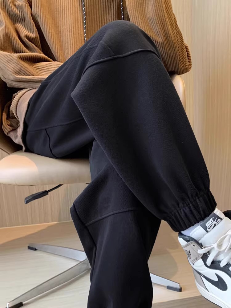 Fleece-Lined Men's Sweatpants Winter Casual Joggers Cuffed Sweatpants 2025 New Long Pants Autumn and Winter Men's Trousers