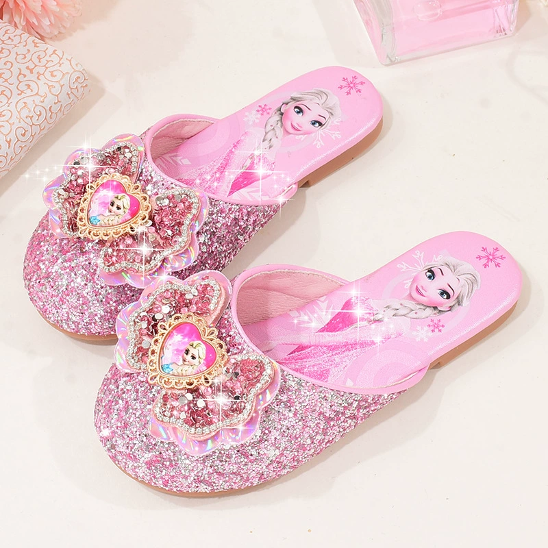 Тапочки для девочек, весенне-осенние милые детские сандалии принцессы Баотоу, тапочки, детская замороженная обувь Aisha, крытое лето