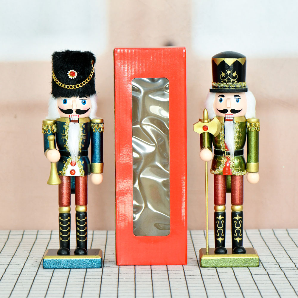 Inventario 10in estilo nórdico cascanueces decoraciones 25cm perlas adornos de Navidad nueces soldados marionetas