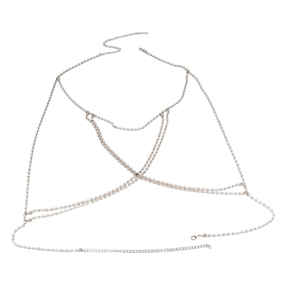 Joyería transfronteriza europea y americana, cadena de pecho con diamantes de imitación a la moda y sexy para mujer, collar de lencería bohemia para playa, cadena de sujetador de varias capas image 1