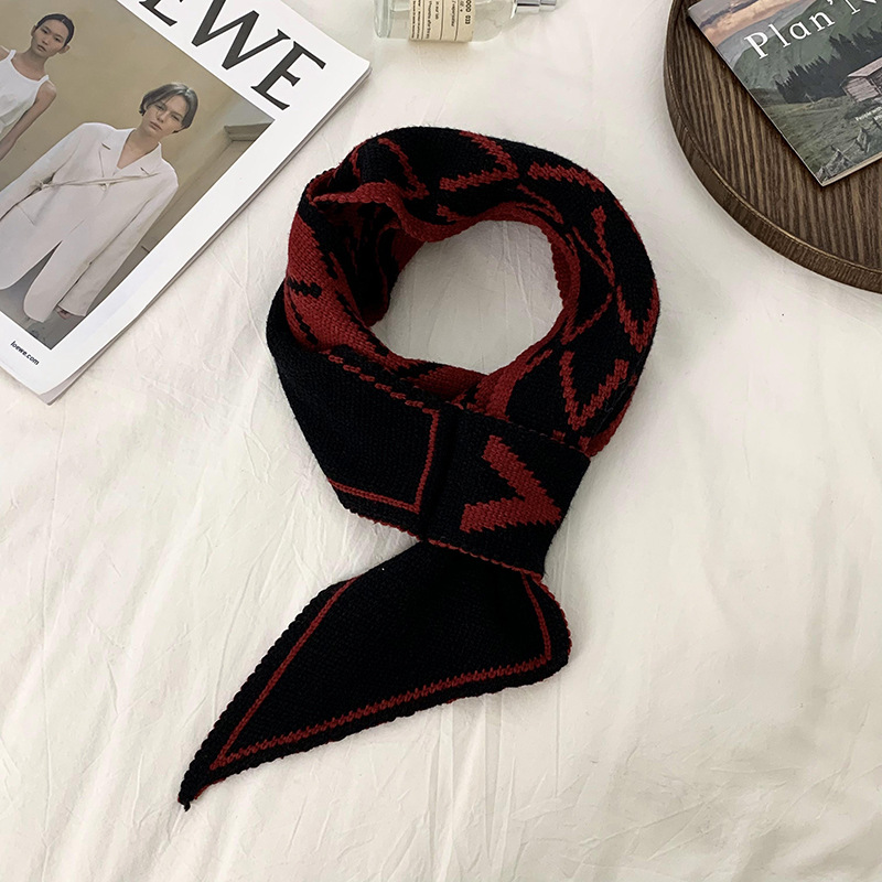 Tejedido lana cruzada bufandas mujeres otoño invierno estilo coreano de protección de cuello universal decoración cálida toallas de orejas perezosas bufandas pequeñas