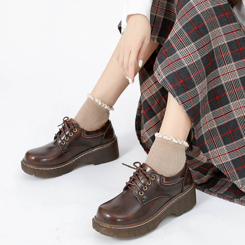 Meizu Power 2021, новые лоферы на толстой подошве в академическом стиле, летние тонкие маленькие кожаные туфли на шнуровке с круглым носком для женщин