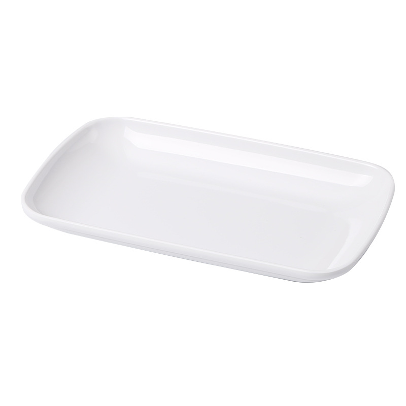 A5 melamina blanca plato rectangular plato olla caliente buffet de plástico comercial de desayuno salchicha en polvo plato especial placa