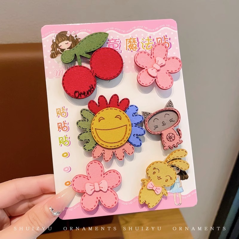 El pelo roto de las niñas artefacto de dibujos animados Velcro bebé de las niñas Linda horquilla sin costuras no duele el pelo flequillo accesorios para el cabello pegajoso