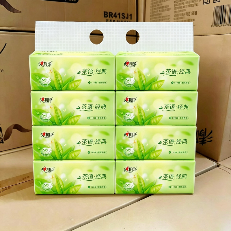 【Newbie Bestseller】Xinxiangyin Tea Scented Tissue Paper, Premium 3-Layer 110-Count Napkin Paper for Home Use
