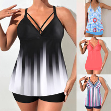 2025款分体大码泳衣女坦基尼欧美女泳装平角裤独立站跨境外贸泳衣