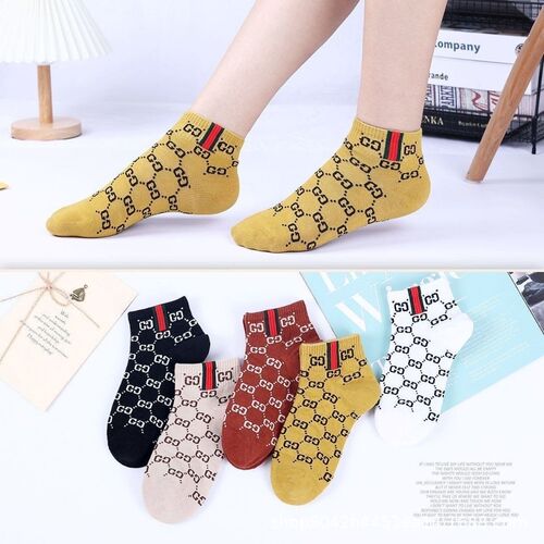  Spring and Autumn Trendy Socks Combination Letter Short Breathable Spring Fashion Sports College Style Versatile Women's Ins Socks