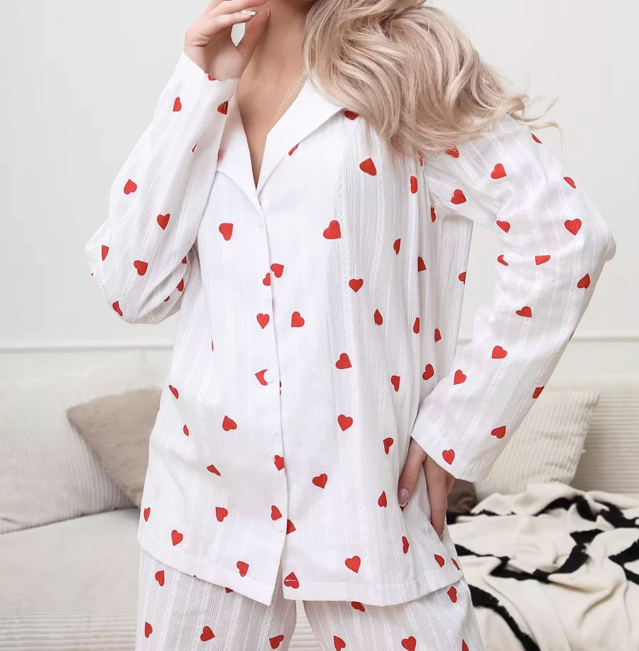 Home Women's Simple Style Heart Shape Cotton Pants Sets Pajama Sets display picture 18