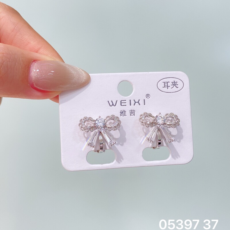 维茜新品精美闪耀锆石珍珠蝴蝶蝴蝶结耳夹女气质优雅免耳洞耳夹耳|undefined