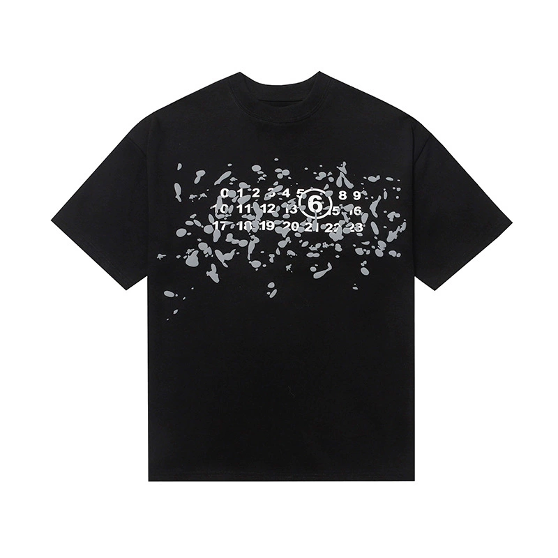 Maison Margiela 24SS коллекция MM6 цифровой узор круглый вырез мужской и женский модный бренд укороченный рукав футболка серия