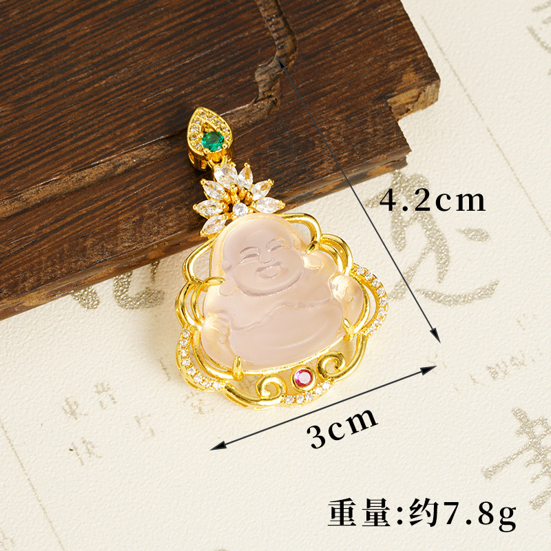 Colgante de oro de arena de Vietnam nuevo estilo de lujo ligero con incrustaciones de loto vientre grande Buda Maitreya modelo femenino colgante de nicho joyería al por mayor