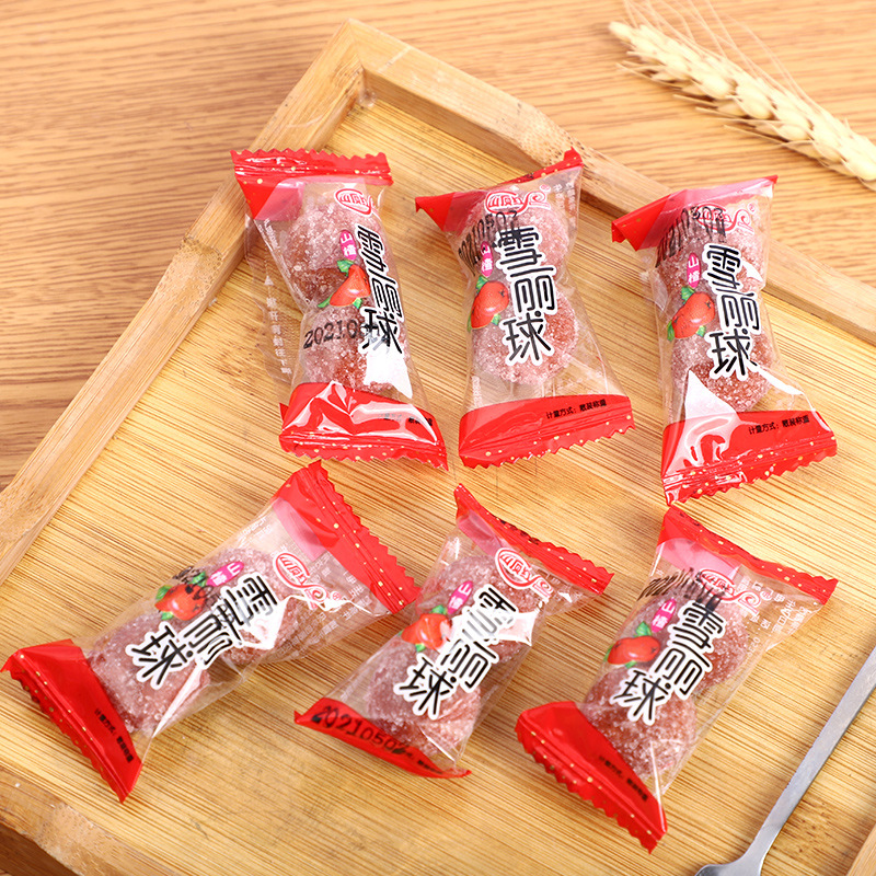 廠家貨源夾心山楂漢堡山楂片圓 喜字包裝山楂雪花山楂球獨立包裝