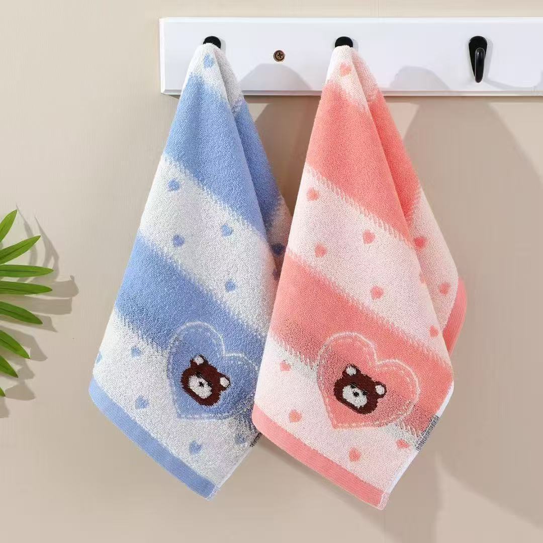 toalla de algodón suave para niños toalla de baño doméstica jardín de infantes no es fácil de caer Jacquard toalla de absorción de agua suave para niños