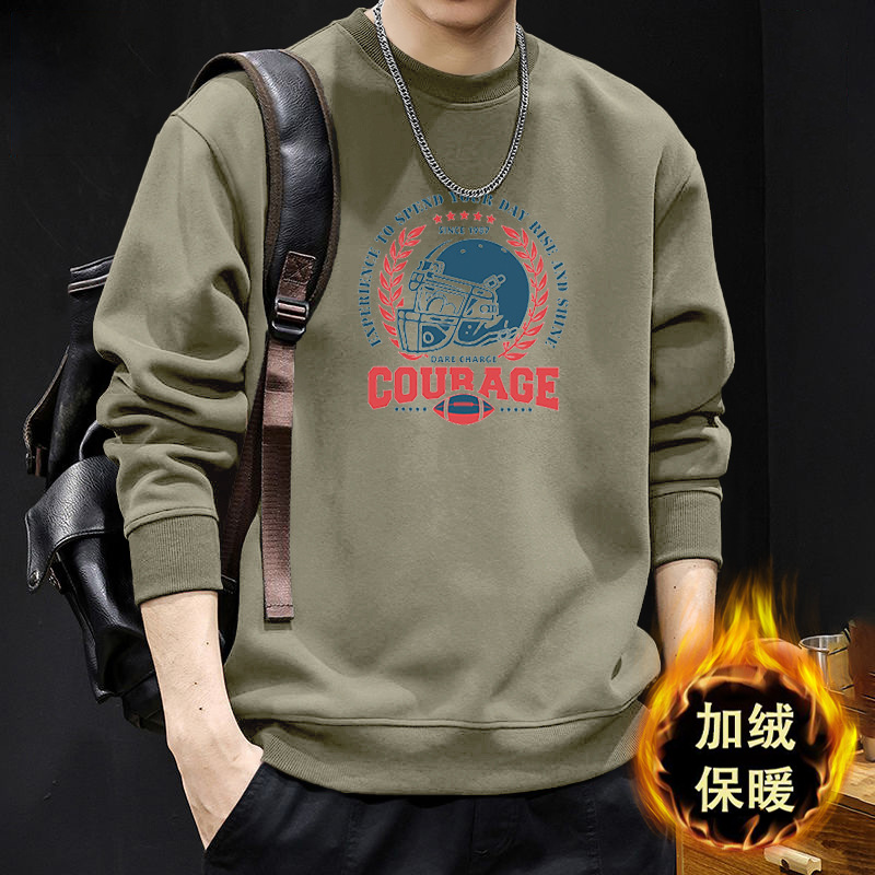 Suéter pesado para hombres primavera y otoño cuello redondo chaqueta de otoño nuevo chaqueta de hombre adolescente estadounidense
