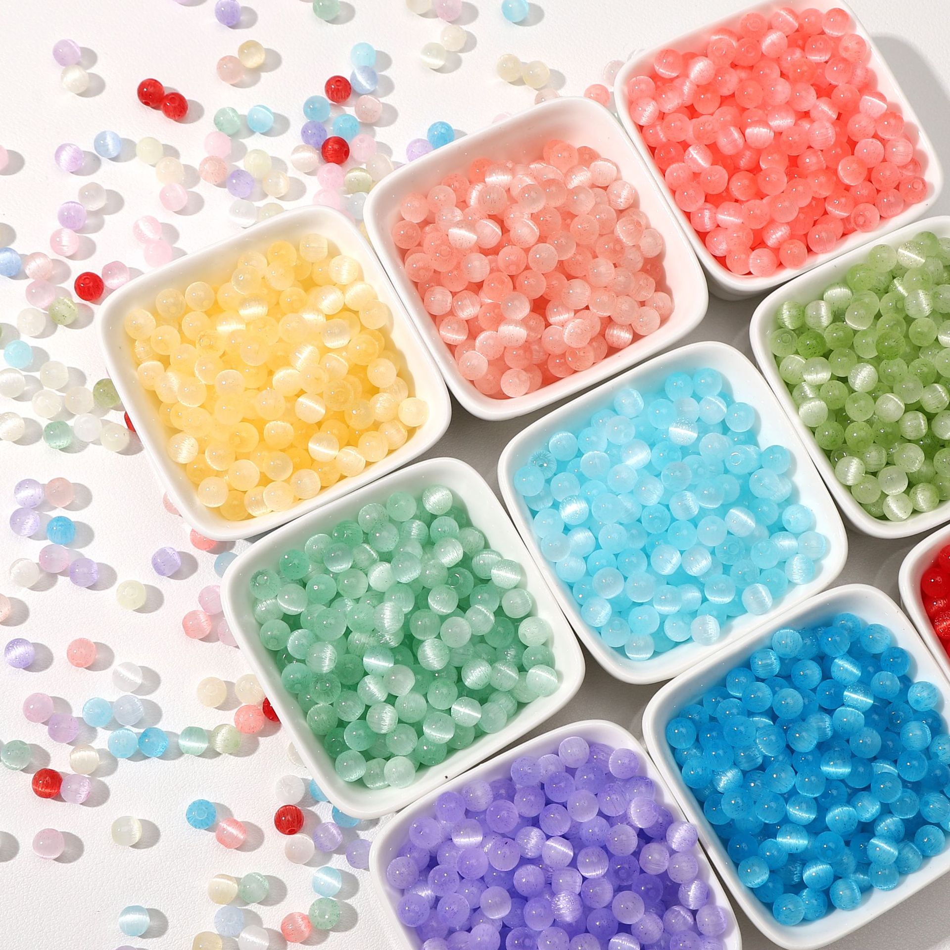Glass matte beads handmade