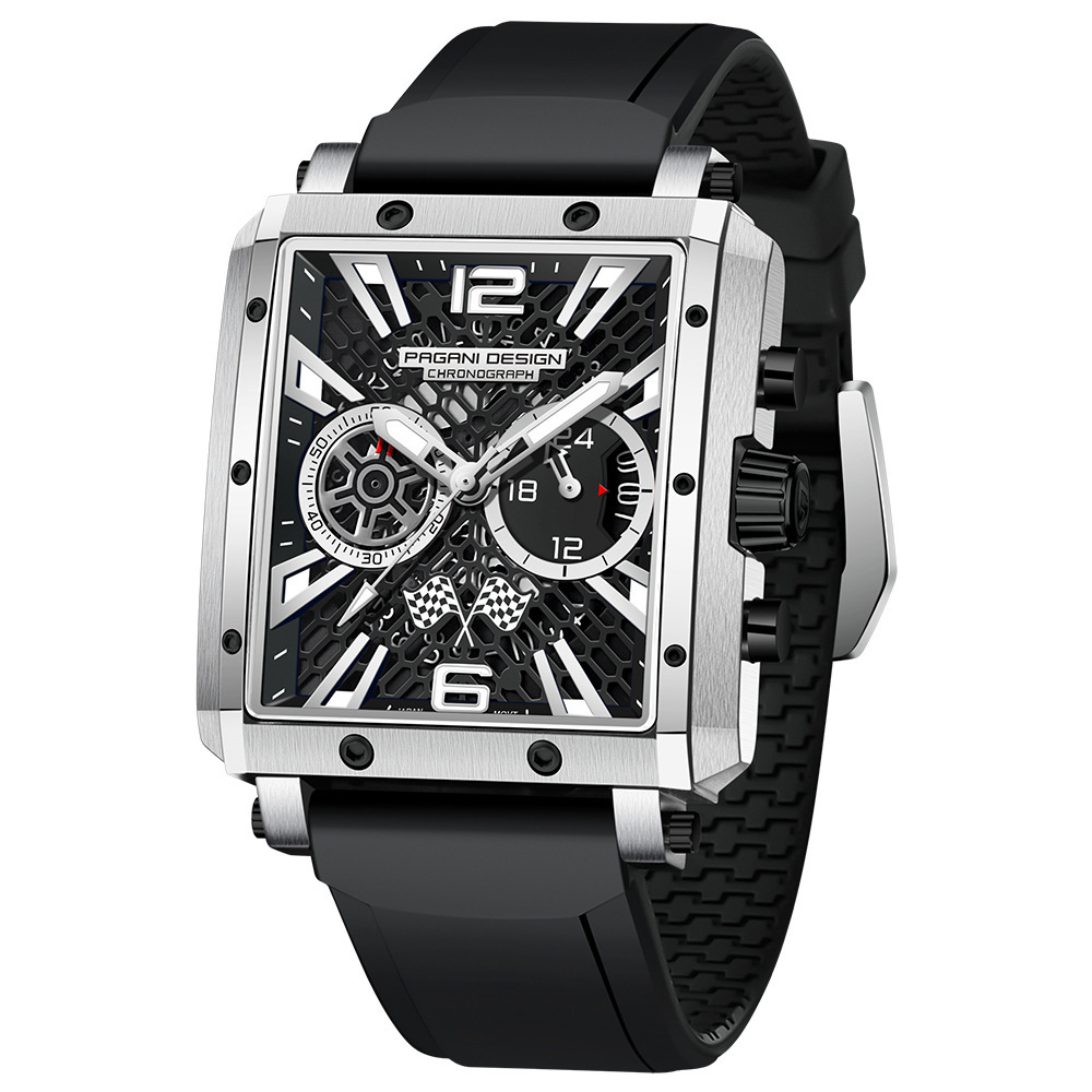 Bojiani Pagani PD1725 Reloj para hombre de acero inoxidable de moda multifuncional impermeable luminoso cuarzo reloj deportivo