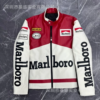 F1赛车服刺绣夹克皮衣外套机车服骑行服短款加棉美式外套支持定制