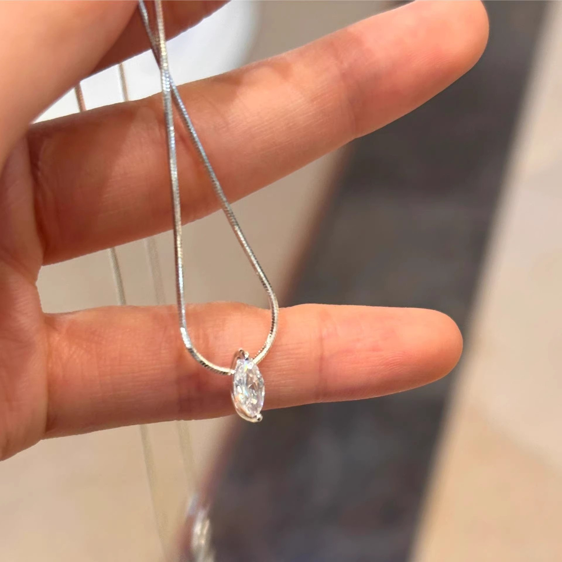 Women's Gender 1 Piece 925 Sterling Silver Geometric 925 Sterling Silver Snake Chain Pendant Necklace