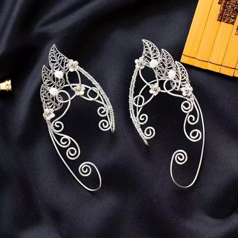 European and American Leaf Cross-Border Ear Clips, Retro Earrings, No Pierced Ear Clips, Elf Earrings, Personalized Elegant, Amazon Ear Hooks