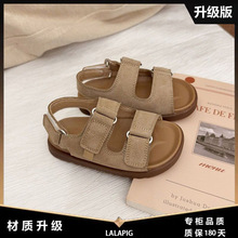 儿童凉鞋外贸2025夏新款韩版双排扣男童沙滩鞋女童软底露趾休闲鞋