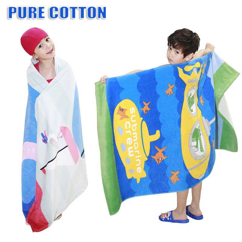 Thickened Bath Towel European and American Style Reactive Printed Cut Velvet Adult Children Large Size Pure Cotton Cartoon Beach Swimming Bath Towel