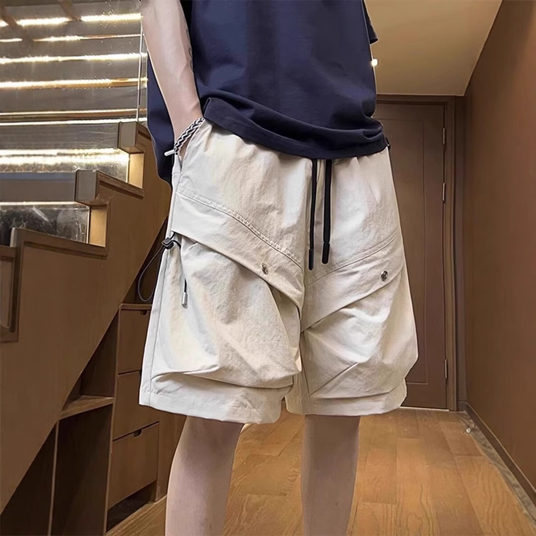 Men's Cargo Shorts Summer High Street Large Pocket American Style Sports High-End Casual Mid-Length Shorts with a Sense of Design