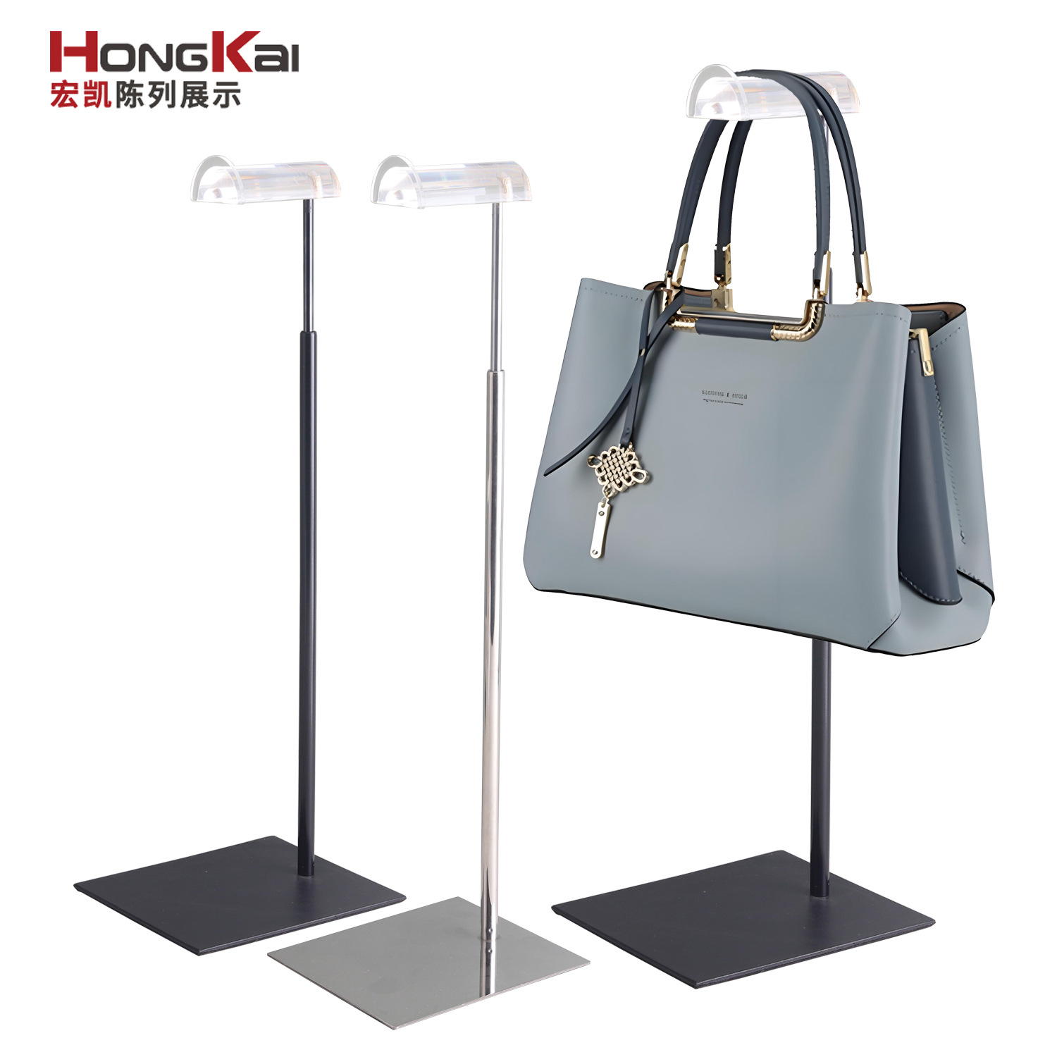 新款包架水晶头气压杆包包展示架陈列道具高级感不锈钢挂包展示架