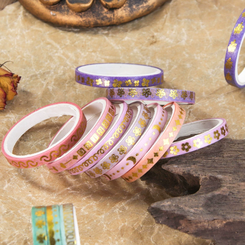 Washi Tape (Sharemine) 18 рулонов, ультратонкий золотой фольгированный штамп, декоративный набор для DIY