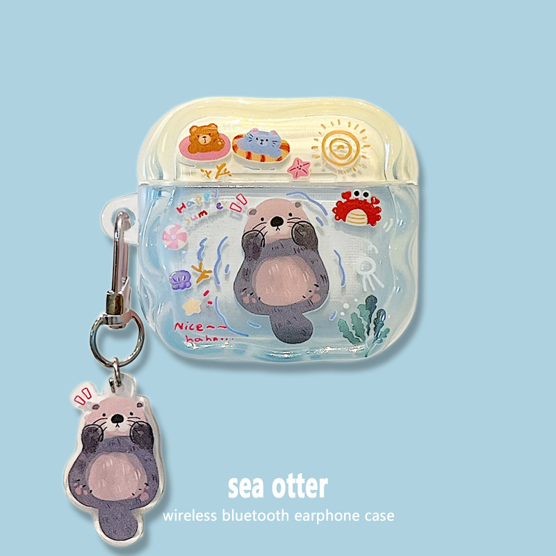 Sea Otter Is Suitable for Apple Airpods5 Noise Reduction Version 4Th Generation Pro3 Protective Case 2Nd and 3Rd Generation Wireless Bluetooth Headphone Cases