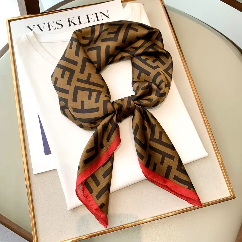 Brown handkerchief, black scarf, (Physicals), 70x