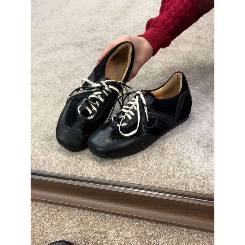 Lan Cabinet Version ~ Retro Black Moral Training Shoes, Lace-Up Forrest Gump Shoes, Women's Height-Increasing Casual Sneakers, Versatile Sports Shoes, Trendy