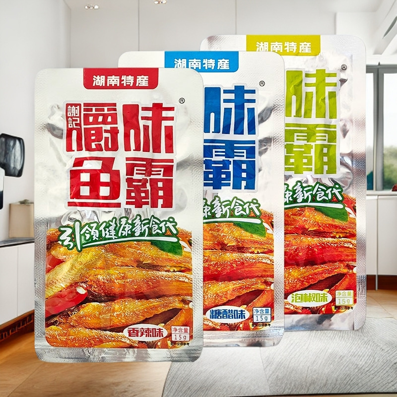 显峰嚼味鱼霸香辣鱼仔湖南特产休闲食品麻辣小鱼仔谢记嚼味鱼零食