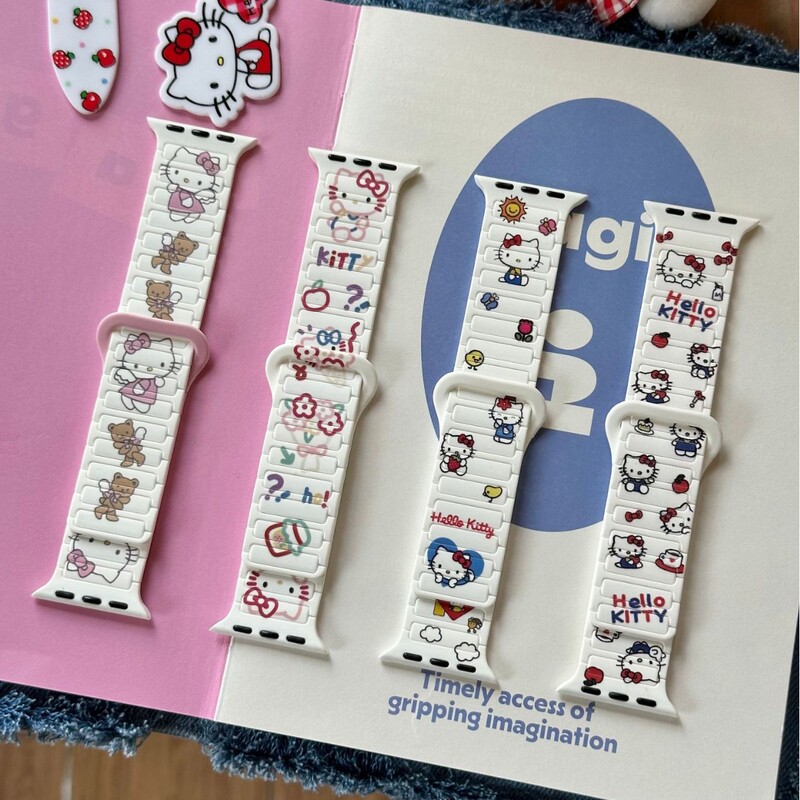 4-Color Kitty Series Printed Loop Magnetic Watch Strap Suitable for Apple Watch Iwatch11 Generation 9876Ultrase 4-Color Kitty Series Printed Loop Magnetic Watch Strap Suitable for Apple Watch Iwatch11 Generation 9876Ultrase