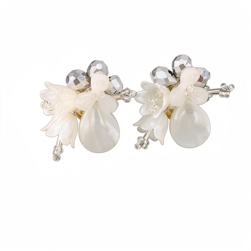 Conchas de vidrio flores gotas de agua perlas temperamento moda aretes de aretes de lujo ligero de alta calidad perlas al por mayor mujeres image 6