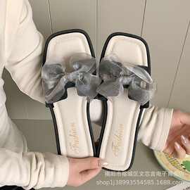 新款蝴蝶结拖鞋女夏外穿防滑夏季凉拖鞋夏天女款时尚平底凉拖批发