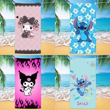 跨境新款热卖印花沙滩浴巾史迪仔库洛米沙滩巾儿童卡通批发毛巾布