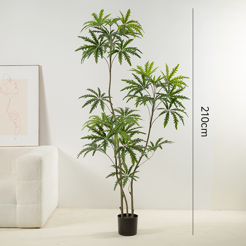 Simulación de plantas verdes, sensación avanzada de madera de pavo real, decoración de interiores para el hogar, plantas de adorno de piso, plantas en macetas, ventanas, plantas de árboles falsos