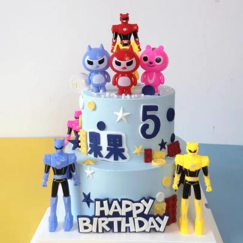 Mini Secret Force Cake Decoration Birthday Decoration Boy Machine Guard Internet Celebrant Special Attack Toy Cartoon Cute