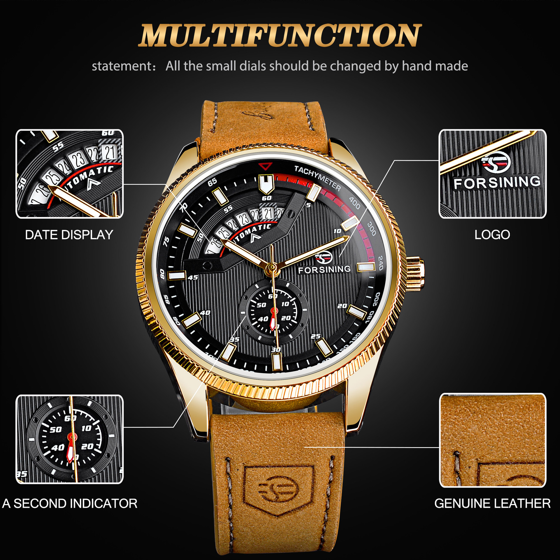 Forsing fully automatic mechanical watch, luminous, fashionable and casual men's watch with calendar new style_voghion.com